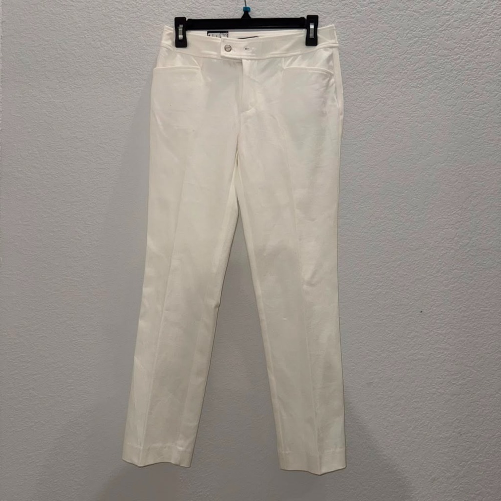 NWT Chaps Women's Size 4P Stretchy White Pants Straight Leg Work Casual Preppy